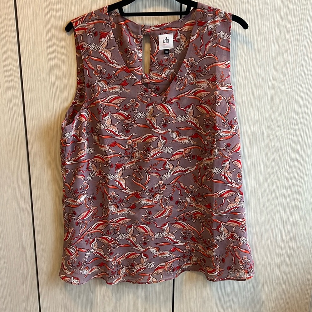Cabi red bird top, bow details on back